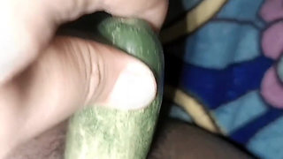 Wife Hasn't Had Sex with Husband for a Long Time, Pokes Vagina with Cucumber