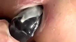 Quick Big Strapon and Fist play - handheld