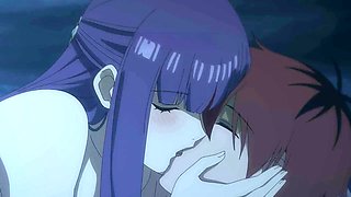 Unexpected hook-up between Fern and Stark under the starry sky in this anime parody