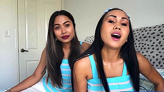 Asian lesbian MILF babes Joon Mali and Anda strapon fucking