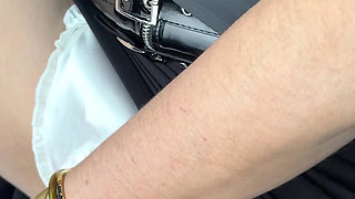 MILF in the Car with Sex Toys Collar Micro Skirt and Sheer Top