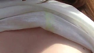 Samantha Bentley is pissing outdoor