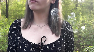 Risky masturbation in a park via video call