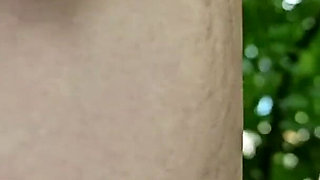 Solo masturbation outdoors in bathrobe and golden shower close up