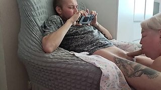 Hot Russian MILF Friend Gives Me a Deep Throat Blowjob and Handjob Cumshot