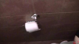 Bitch STOP - Pretty brunette fucking in public toilet
