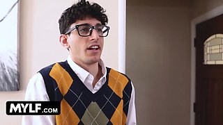 Daughter-in-law catches stepmom's fresh bf jerking off On The Couch in the living room - mylf