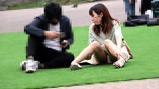 Naughty japanese teen model enjoys outdoor blowjob and sex