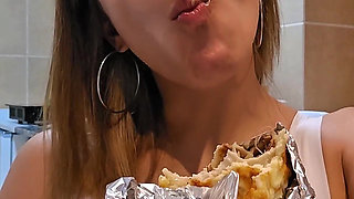 Amateur Couple Eating and Drinking While Live Streaming