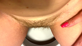 Hairy Pussy Pee and Accidentally Fart, Very Close up View