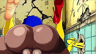 The Simpsons Porn Parody: Sexy Cheating Wife Marge Lets a Black Dude Fuck Her In The Public Toilet