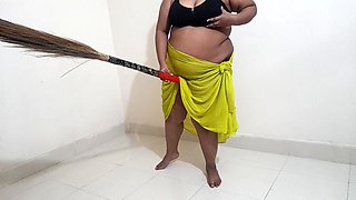 Desi Maid Gets Sexually Aroused While Sweeping the House and Has Sex with the Broom