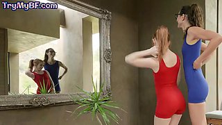 Tall beauty sharing her man with petite