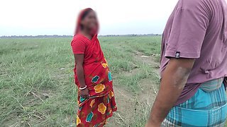 Housewife in Red Saree Goes for Her Goat and Met a Guy Bangladeshi Housewife