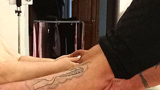 neighbor does an oil dick hand job