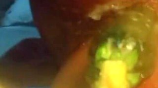 Anal First Time, Tight Anal Training with a Cucumber