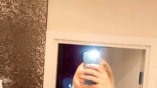 Big Boobed Blonde Masturbates With A Dildo In The Bathroom