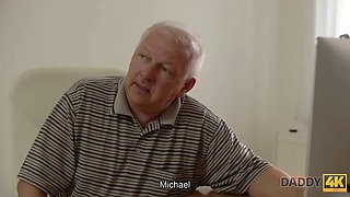Daddy4k. fat grandfather cant resist in front of stunning teenager chick ornella morgen