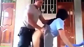 Police officer fucking school girl outdoor