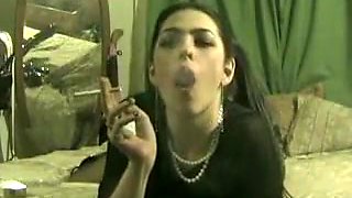 Horny homemade Latina, Smoking sex clip