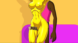 Wife Cheats on Her Husband with a Fitness Trainer. Cartoon. Simpsons Parody