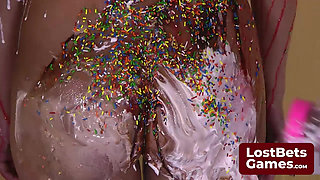 A Tantalizing Strip Facial Game Where Girls Take Turns with a Knob