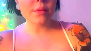 Glamour babe with big boobs masturbates in lingerie