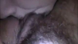 My naughty GF licks my big clit and my hairy pussy closeup video