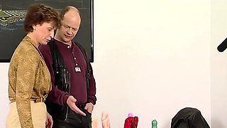 Retro German Casting Tour - Granny moans in pleasure as a