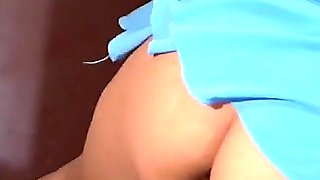 Anal Sex with a Huge Dildo Stuck in Her Ass, She Enjoys It and Cums
