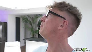 55 YO Granny Catches Dude Jerking off and Joins in - GilfAF