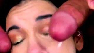 Eden's Gorgeous Face Is Covered in Cum During Her Blowbang