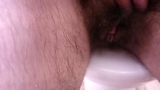 Teen girl went to dormitory toilet to pee and masturbate.