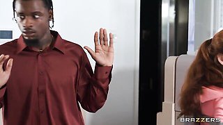 Red Eviee and Lucy Lotus are enjoying this huge black penis
