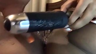 Stimulating My Clit Fucking My Pussy with Wand Vibrator Squirting Orgasm