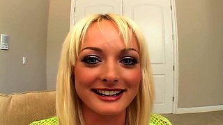 Blonde teen toying her pussy with glass dildo on webcam