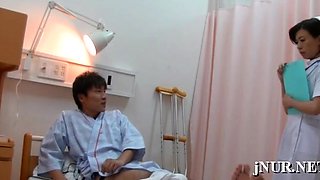 Nude oriental nurse deals the penis with passion and craving