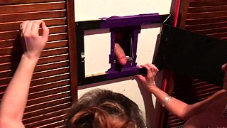 Glory hole blowjob busty amateur blonde fucking