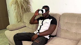Big Cock Black Guy Uses VR Goggles to Look at Two Gorgeous Colombian Babes and Fuck Them.