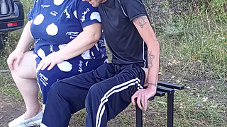 A Neighbor in a Park Jerks off My Dick on a Bench