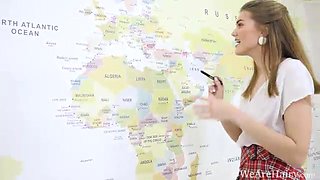 Amanda Clarke masturbates by her world map - WeAreHairy