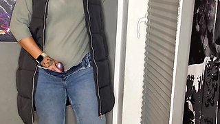 Masturbation stand jeans I cum twice multiple orgasms clitoris satisfyer wet horny wet