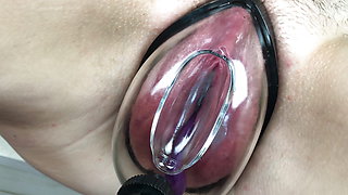 My wife's kinky fantasies. I pump her pussy, piss and cum inside it. Extreme close-up