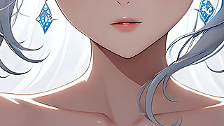 Soft Starlight a Beautiful Young Woman with Glowing Eyes in Animated Style