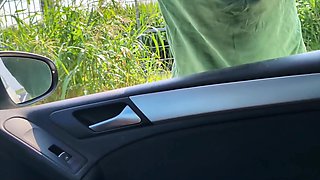 Italian milf gives perfect handjob in the car
