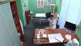 Kristof Cale & Nikky Dream bang the hot blonde nurse in fake hospital