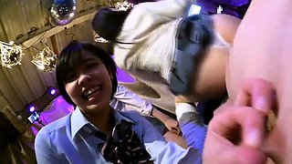 Sex crazed schoolgirls showing a lucky guy a fabulous time
