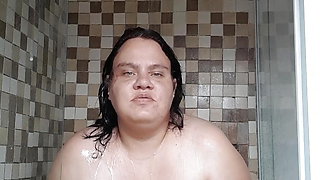 Bbw having some showertime fun.