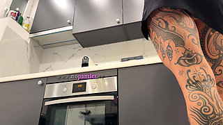 Super Hot Sexy Long Legs Blonde Takes off Her Panties to Show Her Tight Pussy Under Her Mini Skirt