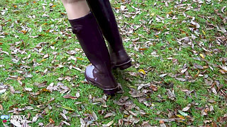 Welly Sploshing in Boots and No Panties!